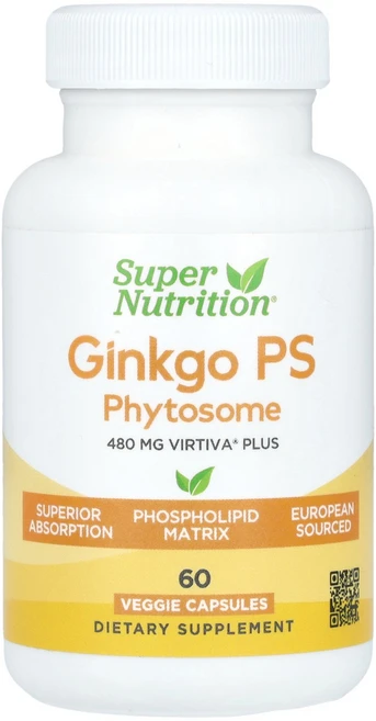 Super Nutrition 은행나무 PS 파이토솜 추출물 함유 480mg 베지 캡슐 60정 Nutrition (슈퍼 뉴트리션), Super Nutrition, Ginkgo PS Phy, 1개 - 쿠팡