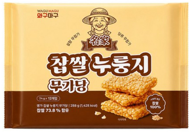 와구마구 명가 찹쌀 누룽지 스낵 무가당, 1개, 288g
