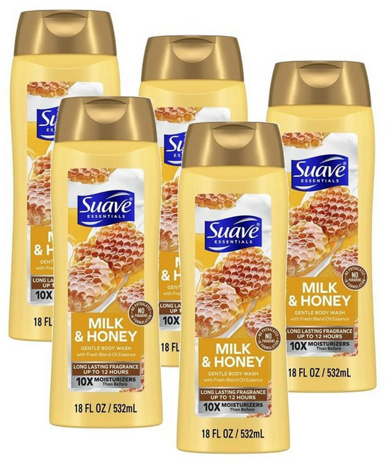 수아브 에센셜 젠틀 바디워시 밀크 & 허니 Suave Essentials Gentle Body Wash Milk & Honey, 5개, 532ml