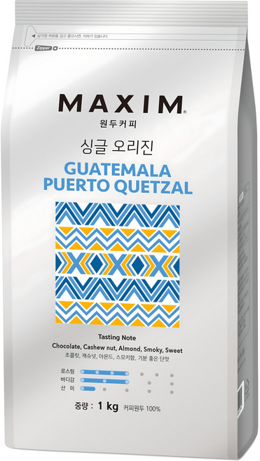 맥심 싱글 오리진 과테말라 푸에르토 케찰 커피원두, 1kg, 1개입, 1개