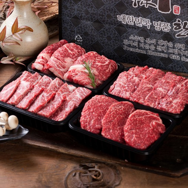 [산들한우] 1++등급 구이선물세트 5호 1.6kg[살치살400g+등심400g+안심400g+특수부위400g], 없음