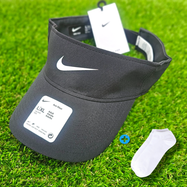 [나이키코리아 정품] 나이키 드라이 핏 에이스 바이저 레츄 흰양말 포함, 58(M/L), 블랙, 1개