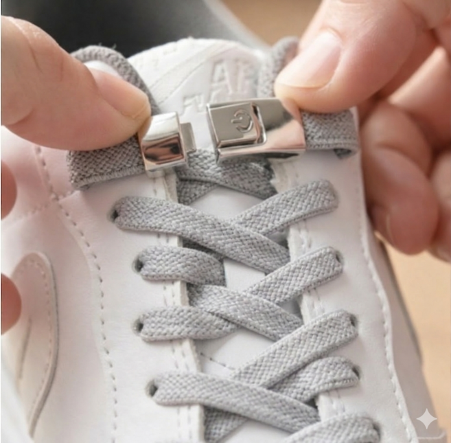 핑크웨일 매듭없는 버튼형 신발끈 운동화 고탄력 고무줄