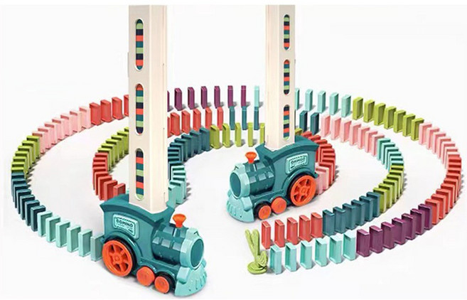 레디박스 어린이 창의력 재밌는 자동 도미노 기차 장난감, 블루, 1개