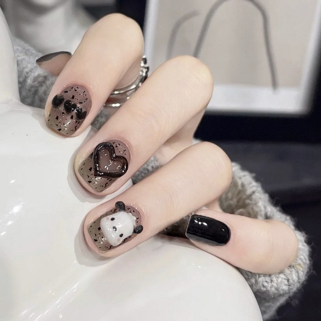 착용형 네일아트 손톱팁 짧은손톱 숏네일 인조팁, 1개, 숏네일#ST03