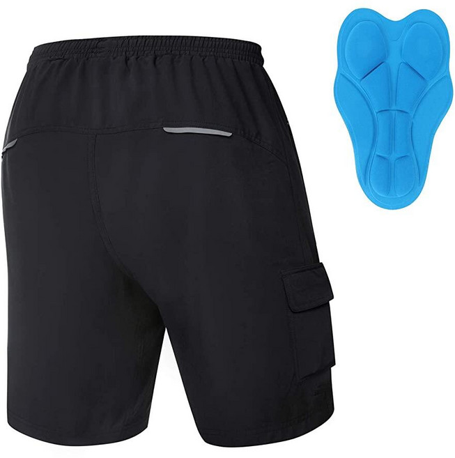 GymBrave 남성용 산악 자전거 반바지 3D 패딩 쿨 경량 MTB 사이클링 루즈핏 바이크 반바지 블랙.125235