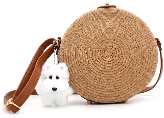미쓰백 써클 탬버린 라탄 라피아 바스켓 백 왕골 원형 바캉스 휴양지 여성 크로스백 밀짚 여름 가방