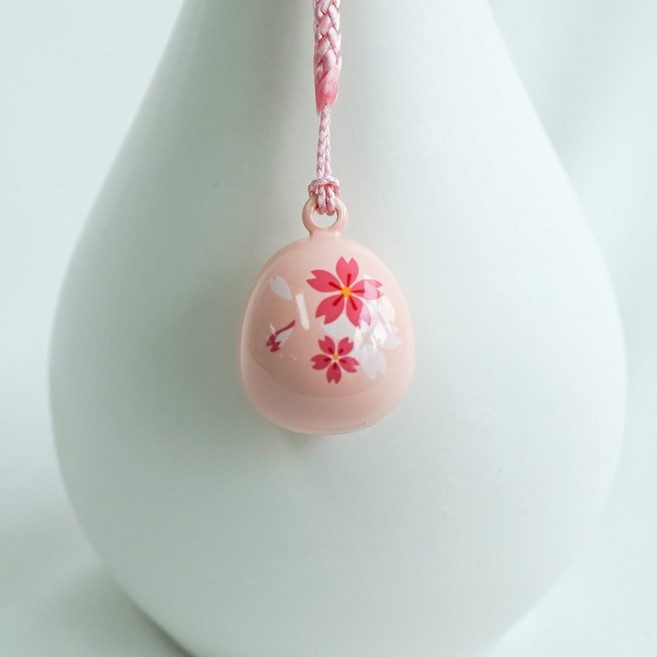 핑크 돼지 방울 벚꽃 키링, 벚꽃 방울, 1개