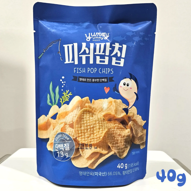 피쉬팝칩 어육가공품 40g 간식 빼빼포 빼빼포어포 피시스낵 빼빼어포 어포튀김, 2개
