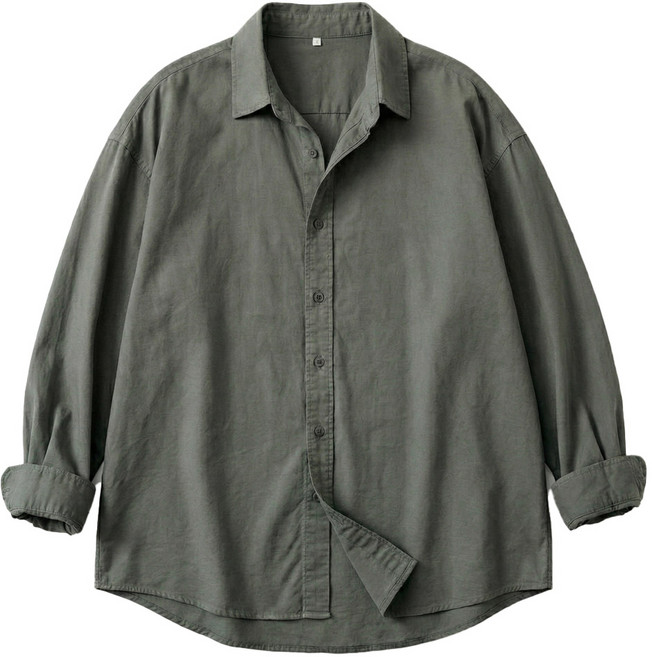 탑보이 오버핏 피그먼트 워싱 긴팔 셔츠 (ID011)