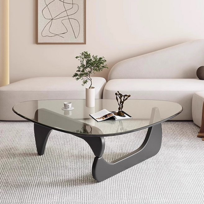 소파테이블 8MM 두꺼운 강화유리 거실 티테이블 P-0300, 투명+블랙 114CM