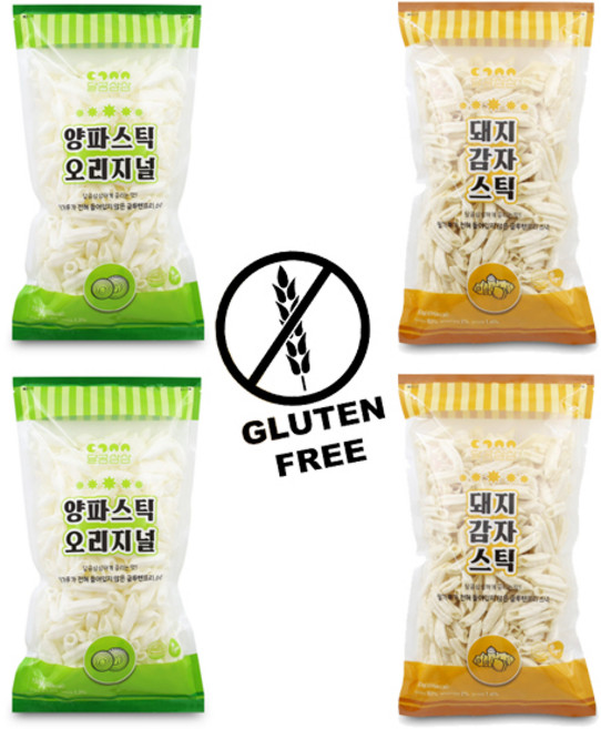 이호 편의점 간식배달 밀가루가 안들어간 건강한 양파 돼지 감자 스틱 과자 아아들 간식 부모님 간식 술안주, 4개, 150g