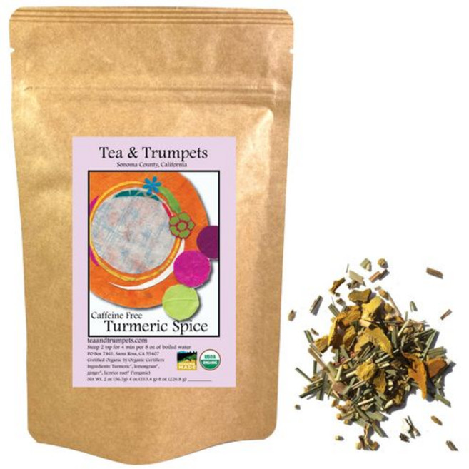 USDA 유기농 강황 스파이스 루즈 리프 허브차 226.8g USDA Organic Turmeric Spice Loose Leaf Herbal Tea 8 oz, 8온스, 1개