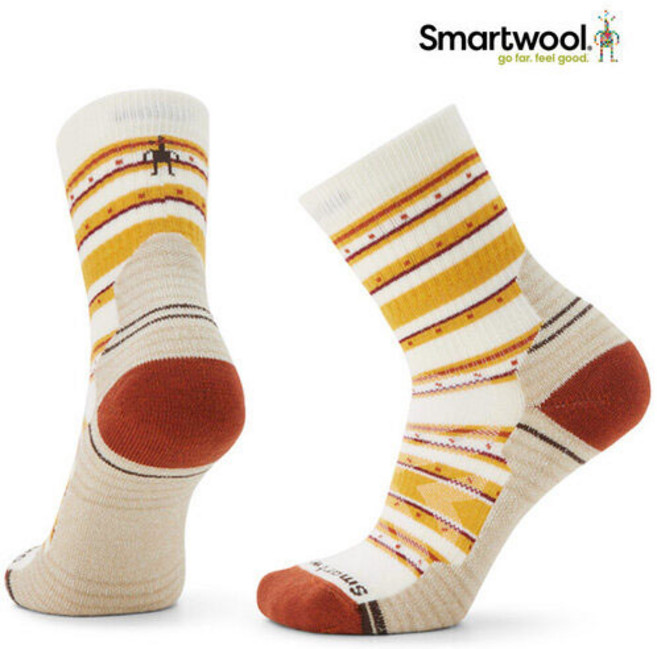 [스마트울] W Hike Light Cushion Stitch Stripe Mid Crew Socks 여성 양말, S, 1개