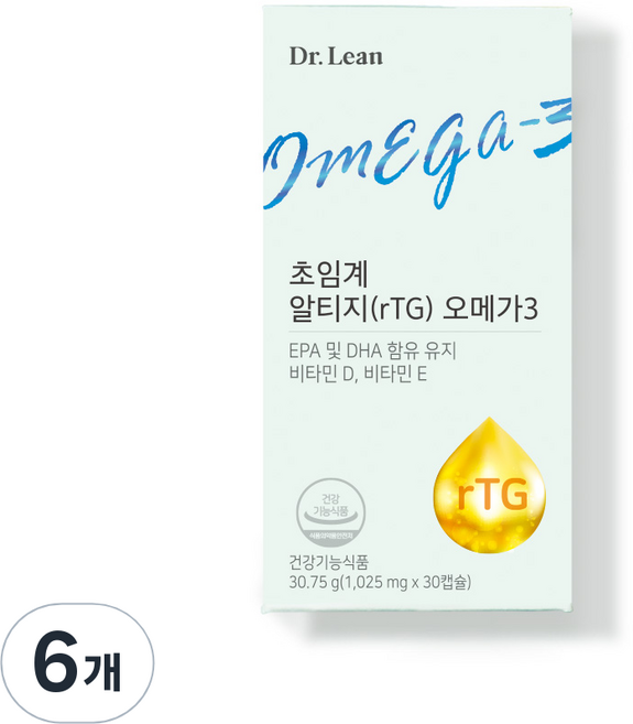 닥터린 초임계 rTG(알티지) 오메가 3, 30정, 6개