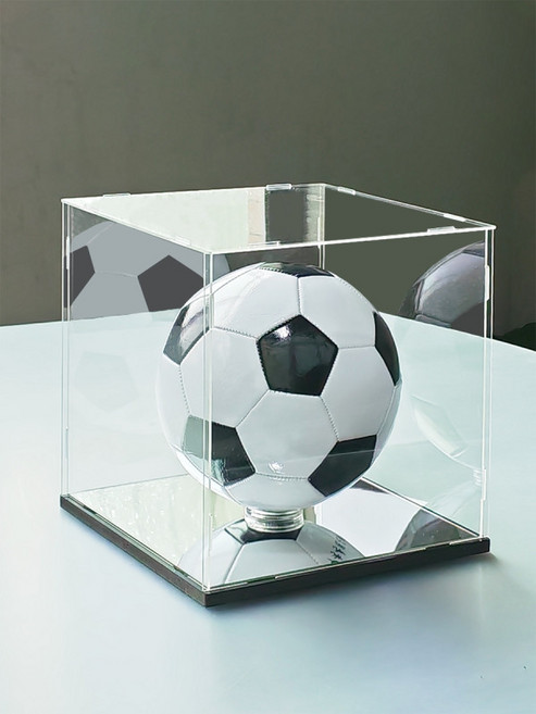 커버 전시 축구공 기념볼 장식용 진열장 사인볼 케이스, 두꺼운 화이트 바닥 (공 제외), 25x25x25cm 공홀더 5호 공 적합