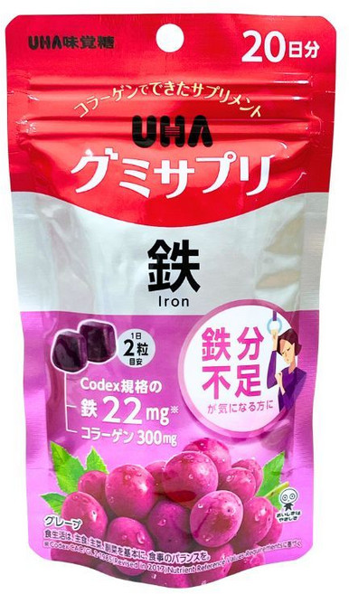 UHA 味覺糖 鐵 軟糖 20日份 補鐵 營養補充, 1個, 鐵20日, 40顆