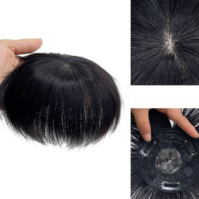 ROYALBELLE 남성 리얼 인모 가르마 가발 커버 탈모 보정 머리덮개 탑커버 자연블랙 D0061428, 1개, 블랙C