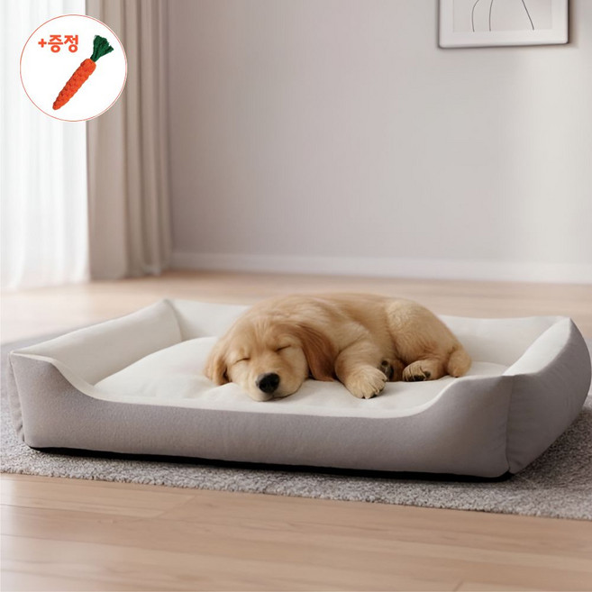 딜로그 꿀잠보장 포근한 데일리용 반려동물 강아지 방석(장난감 인형 100%증정), 1개, 그레이