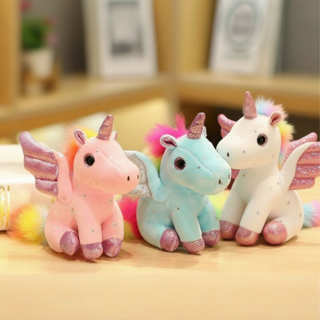 [KC인증] 빌리네집 유니콘 봉제 애착 인형 무지개 장난감, 1개, 화이트, 140mm