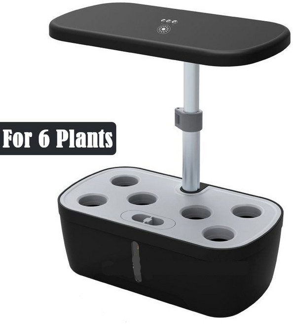 6-식물 실내 수경법 시스템 허브 심기 냄비/블랙 재배자 키트 Led 식물 램프 무토양 야채 상자, 6Holes Planter, 1개