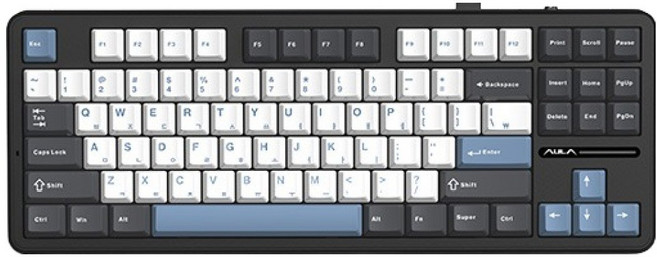 AULA 유무선 한글 텐키리스 기계식 키보드, 인디고 블랙, F87Pro, 저소음 솜사탕축