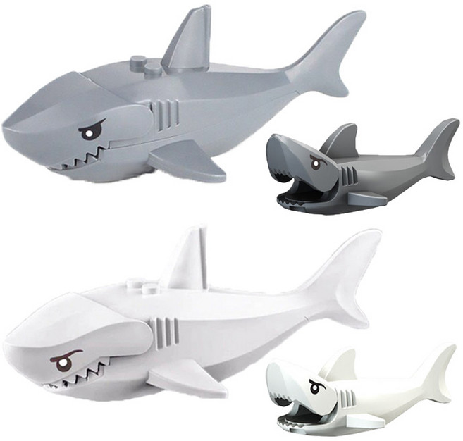 상어 BIG & MINI 4종 세트 호환블럭 브릭미니피규어 취미/수집/장식/컬렉션용 커스텀 블록피겨, 05. 좀비상어 4종 세트, 1개