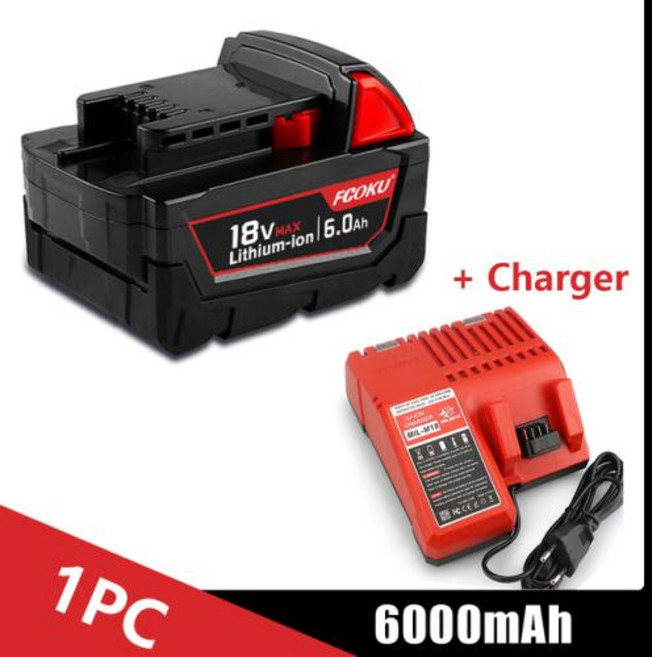 밀워키 M18 전동 공구용 교체 리튬 이온 배터리 48-11-1815 48-11-1850 48-11-1860 Z50 + 충전기 18V 12.0Ah, 1개