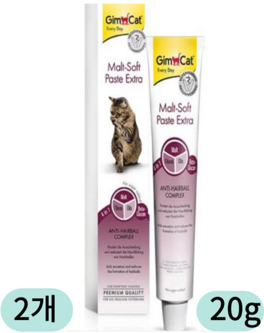 짐펫 짐캣몰트 헤어볼 20g 1+1 (26/9월), 2개