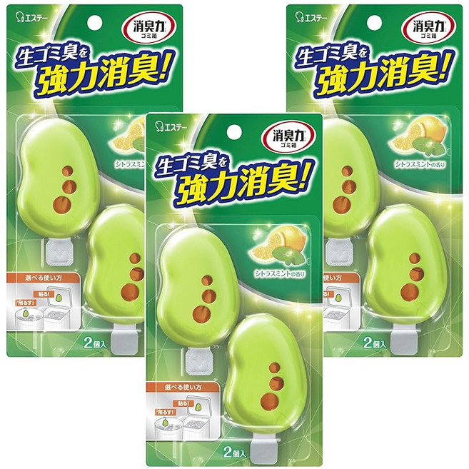 탈취력 쓰레기통용 대량 구매 시트러스 민트 2개입×3개 휴지통의 탈취력 양용 타입 붙인다 매달아 두는 쓰레기통 탈취 탈취 방향성 음식물 쓰레기