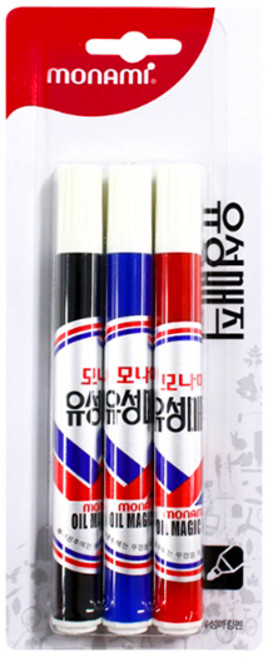 모나미 유성매직 - 흑청적 3색세트, 단품, 상세페이지 참조