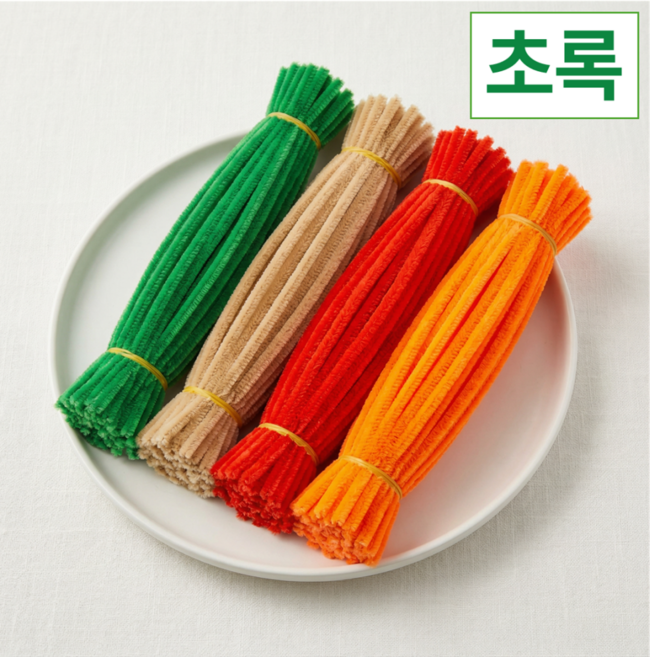 지구원 공예용 모루 철사 털 인형 컬러, 100개, 초록