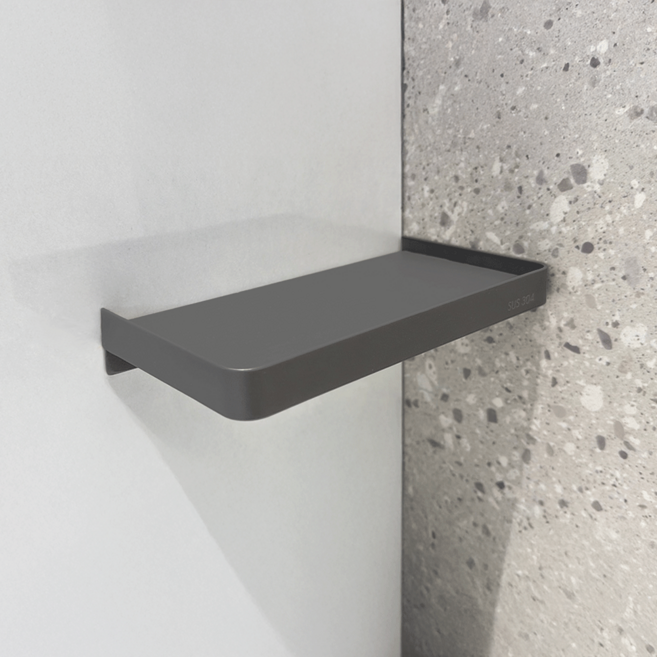 SUS304 욕실 슬림 벽선반 가드형 화장실 일자 선반, 1개, 매트그레이