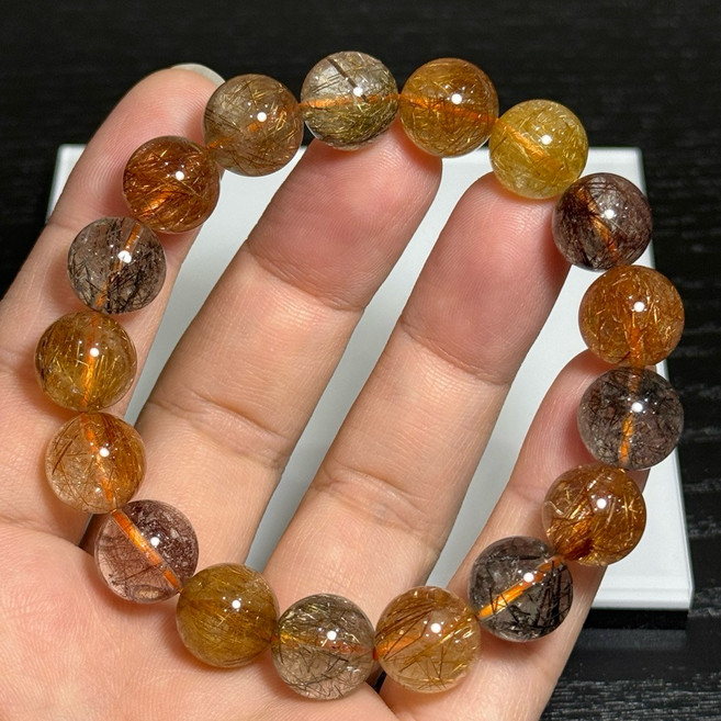 天然彩髮晶手珠 12.5mm 手圍18 能量滿滿