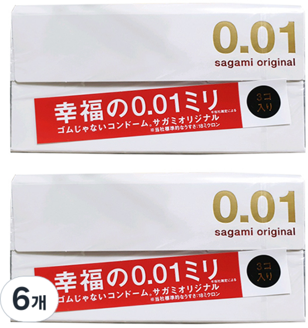 사가미오리지널 001 일반형 콘돔, 3개입, 6개
