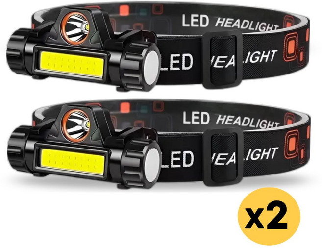 루멘킹 초경량 듀얼파워 헤드랜턴 등산용 2모드, 2개, 블랙