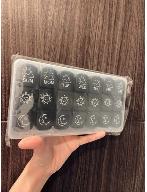 一周藥盒 藥盒, 外透明內黑3*7, 1個