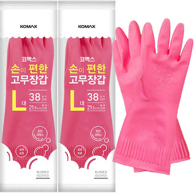 코멕스 고무장갑, 핑크, 대(L), 2개