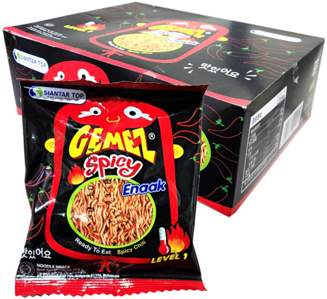 네모스낵 라면땅 과자 게메즈 에낙 스파이시 10봉 뿌셔뿌셔 enaak 라면짱 주전부리 수입과자 사무실간식 라면과자, 14g, 10개