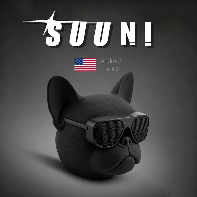 SUUNI 창의적인 법투견 블루투스 스피커 터치 휴대용 직렬 HIFI 도그헤드 무선 블루투스 스피커, 스크럽블랙