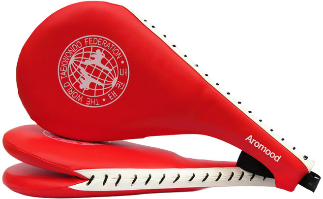 [내구성개선] 에이무드 타격감 연습용 발차기 태권도 미트 2P, 레드, 2개