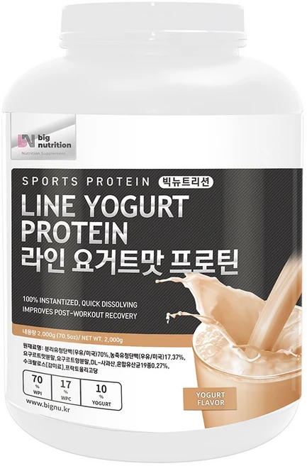 빅뉴트리션 라인 요거트맛 프로틴 2kg (WPI 70% + WPC 17%) /단백질보충제, 1개 - 쿠팡