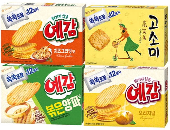 오리온 예감 오리지널 192g+치즈그라탕 204g+볶은양파맛 204g+고소미 216g(총4개), 192g, 4개