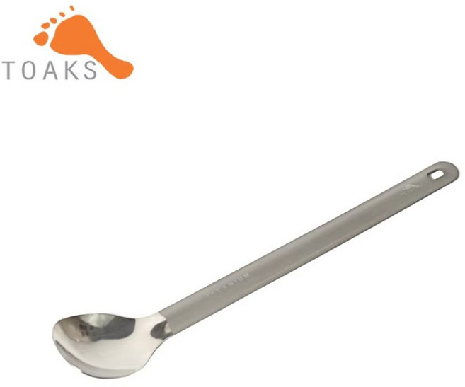 CBay Toaks SLV-11세련된 그릇 야외 피크닉 및 가정용 이중 사용 식탁보 220mm 19G와 티타늄 긴 손잡이 스푼 야외 캠핑 용품, 1개