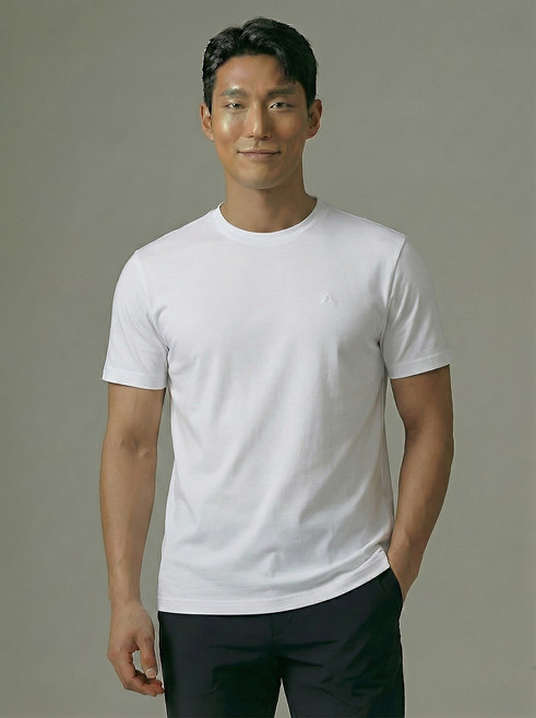 올포유 올포유 남성 립조직 라운드 반팔 티셔츠 AMTRN3181-100