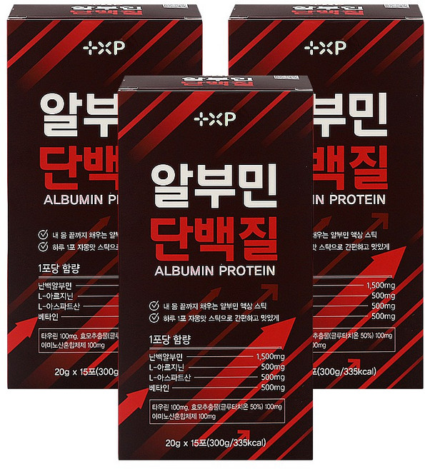 알부민단백질 스틱 하루한포 액상스틱, 3박스, 15회분