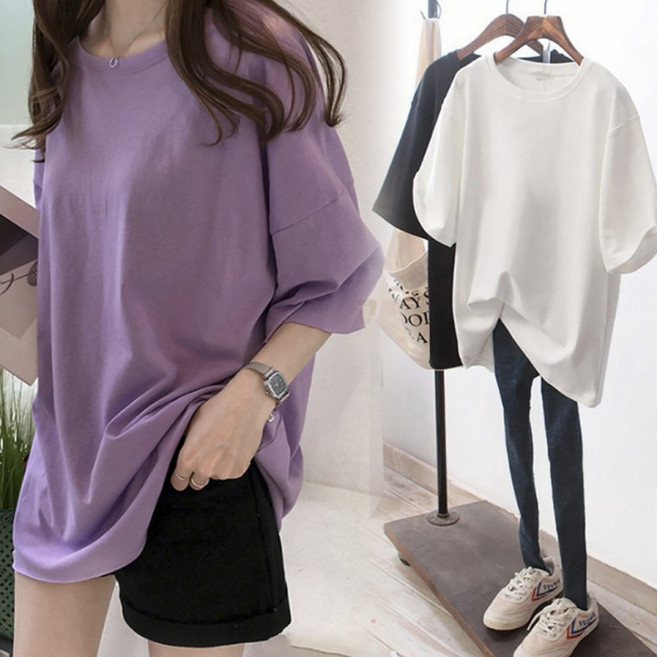 잇츠스타일 여성 무지 스판 얇은 기본 데일리 심플 아이스 쿨링 라운드넥 여름 반팔 티셔츠