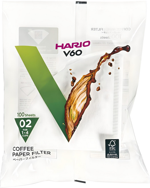 하리오 V60 종이필터 02 화이트 VCF-02-100W, 100개입, 1개