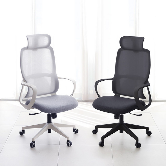 린백 사무실 책상 컴퓨터 학생 공부 메쉬 헤드형 팔걸이 요추 높이조절 사무용 의자 LB852H, 화이트프레임-그레이