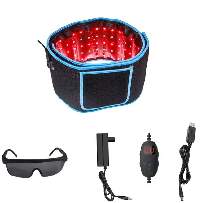 TheraLux 105개 LED 레드라이트 테라피 벨트 4단계 강도조절 타이머 USB 아답터 두가지 전원 방법, 블랙 블루라인